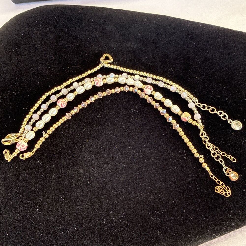 Boho Gemstone Bracelet Lot of 4 Delicate Beaded Dainty  Fits 6.75" - 7" Wrist